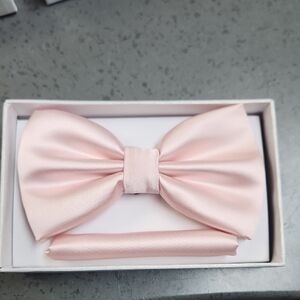 Elegant Blush Bow Tie and Hanky Set